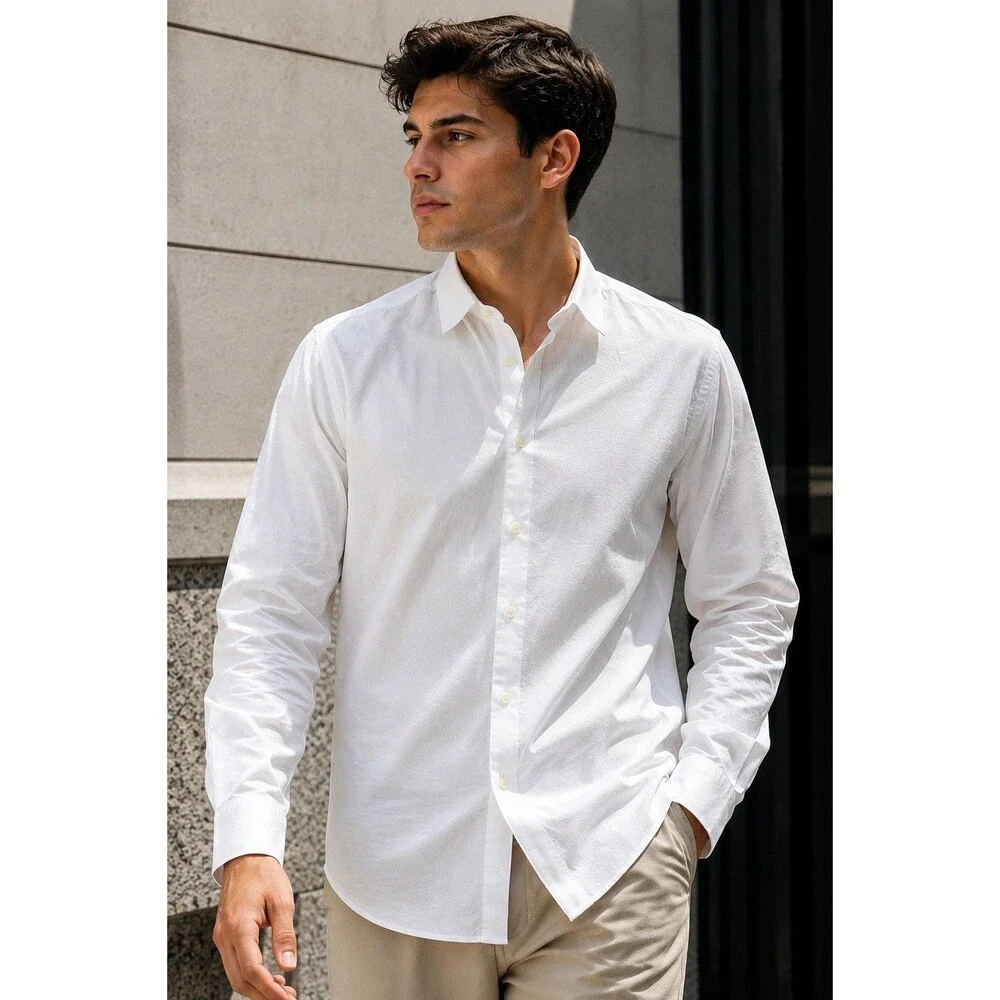 J Crew Button Up Performance Dress Shirt Mens XL White Stretch Career‎ AS991